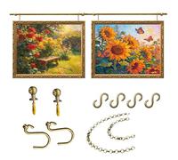 Picture Rail Hanging System Brass, Gold Brass Gallery Rail Kit, Indoor Art Picture Hanging Track and Photo Display Rod, Metal Wall Pictures Hangers and Chain, for Home Decor Church Museum