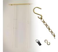 Picture Rail Hanging System Brass Picture Frame Wire, 3.3ft Picture Hanging String & D - Ring & S - Hook, Adjustable Gold Chain to Hang Warning Signs/ Billboards/ Clock(10pcs)