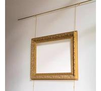 Picture Rail Hanging System Brass Picture Hanging Kit, Metal Wall Picture Frame Hanging Brass Rod with Gold Chain & Hook, Wall Picture Hangers for Canvas Prints Wall Art(2.35m (92.5in))