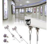 Picture Rail Hanging System Gallery Rail Double Hanging Picture Frame, Complete Picture Exhibition Kit with End Caps, Customizable Track with 3 5 6 8 10 FT Long Steel Cords(8.2"/2.5m Cable,75"/190cm T