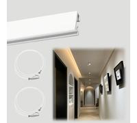 Picture Rail Hanging System Hallway Complete Picture Frame Hanging Kit, Nylon White Cord + Picture Rails, Flexible Picture Hanging Tool, Holds Up to 66lbs (30kg)(1.6"/0.5m Cable,47"/120cm Track)