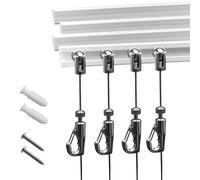 Picture Rail Hanging System- Innovative Art Hanging Rail System Including 4 Pcs 24" Picture Rails, 4 Pcs 2M Picture Rail Hooks & Installation Hardware- Elegant Picture Hanging Kit for Gallery