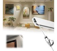 Picture Rail Hanging System Living Room Wall Decor Picture Hanging Systems with Hook, Adjustable Photo Display Rail with 20"/ 24"/ 48"/ 59" Wire Rope, Home Decor(6.5"/2m Cable,70"/178cm Track)