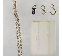 Picture Rail Hanging System Painting Hanging Cord/Picture Hanging Strips, Gold Chain for Hanging Mirrors/Frame/Lamps/Billboards/Basket, 3.3ft Brass Sring & S - Hook(8pcs)
