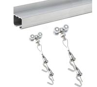 Picture Rail Hanging System, Picture Hanging System Kit Aluminum Rails Steel Cables Hooks Pack of 11 Multiple Sizes(6ft(183cm) Rail,6.5'/2m Cord)