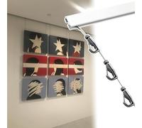 Picture Rail Hanging System Picture Rail Hanging System with 3 Hooks, Adjustable Picture Hanging Wire, Photo Display Rail with Wire Rope, Multiple Artworks can be Hung(20"/50cm Track)