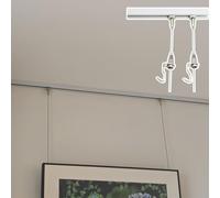 Picture Rail Hanging System White Picture Rail with Adjustable Hooks, Flexible Rail Double Hanging Picture Frame, Customizabl Warning Signs/Billboards Hanging Set(3.3'/1m Cable,20"/50cm Track)