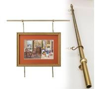 Picture Rail Hanging System with Gold Chains and Hooks for Wall Art Display, Custom Gallery Rails Kit
