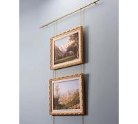 Picture Rail Hooks and Wire, Heavy Duty Antique Brass Hangers for Framed Art, Home Gallery Decor