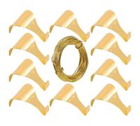 Picture Rail Hooks Dado Rail Hooks Brass Plated Antique Style Moulding Hooks with 3.0m Brass Wire for Picture Hanging Decoration - 10 Pcs
