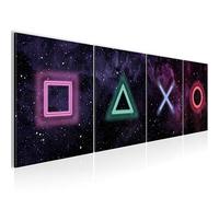 Picture Set Game Console Canvas Wall Art Living Room XXL 160 x 50 cm Black Modern 0238a