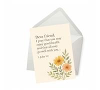 PICTURE THIS PRINTS 3 John 1:2 Bible Verse Get Well Soon Card, Christian Get Well Card for Friend with Floral Design, Religious Encouragement Wishes with Scripture, Comes with Envelope (5x7”)