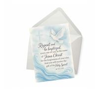 PICTURE THIS PRINTS Baptism Acts 2:38, Bible Verse Christening Card, Christian Baptism Card, Holy Spirit Greeting, Repent and Be Baptized Celebration, Comes with Envelope (5x7”)