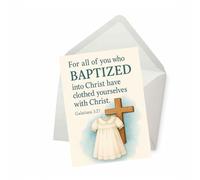PICTURE THIS PRINTS Galatians 3:27 Bible Verse Baptism Greeting Card, Christening Greeting Card, Christian Baptism Congratulations, Christening Greetings for Girl or Boy, Comes with Envelope (5x7”)