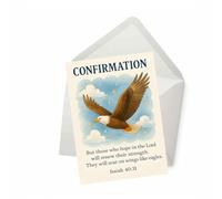 PICTURE THIS PRINTS Isaiah 40:31 Bible Verse for Confirmation Card, Christian Confirmation Blessing, Soar on Wings Like Eagles Scripture Greeting Card for Boy or Girl, Comes with Envelope (5x7”)