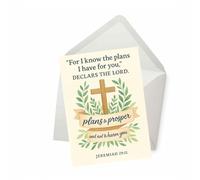 PICTURE THIS PRINTS Jeremiah 29:11 Bible Verse Baptism Card, Spiritual Encouragement Scripture Greeting, Christian Baptism Blessings Card, Religious Christening Blessings, Comes with Envelope (5x7”)