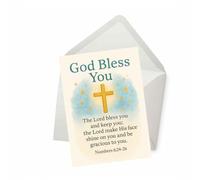 PICTURE THIS PRINTS Numbers 6:24-26 Bible Verse Baptism Card, God Bless You Religious Blessing Greeting Card with Scripture, Christian Baptism Blessings for Kids, Comes with Envelope (5x7”)