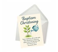 PICTURE THIS PRINTS Proverbs 22:6 Bible Verse Baptism Card, Christening Blessings Card for Boy or Girl, Religious Scripture Greeting for Spiritual Growth and Blessings, Comes with Envelope (5x7”)
