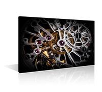 Pictures for Living Room Clockwork of A Watch with Jewel Painting Clock Mechanism Artwork 1 Piece Prints on Canvas Wall Art House Decor Wooden Framed Gallery-Wrapped Ready to Hang(16" Wx24 H)