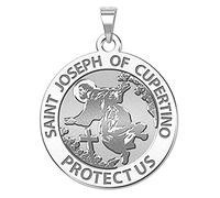 PicturesOnGold.com Saint Joseph of Cupertino Religious Medal - in Sterling Silver and 10K or 14K Gold, 3/4 x 3/4 Inch, Sterling Silver, No Gemstone
