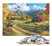 Picturesque Farm Wooden Jigsaw Puzzles 500 Pieces for Adults Fun Stress Relief Toy Intellectual Game Education Game Home Decoration Relaxation And Intelligence 500pcs (52x38cm)