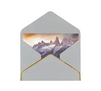 Picturesque Mountain Luxury Pearl Paper Greeting Card With Gold Border, Blank Inside, With Envelope - Birthday, Wedding, Christmas, Valentine