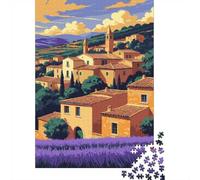 Picturesque Village Landscape with Lavender F Jigsaw Puzzle, 1000 Piece