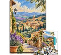 Picturesque Village Landscape with Lavender F Jigsaw Puzzle, 1000 Piece | As a Christmas gift idea, this adult jigsaw puzzle with 1000 pieces creates puzzle time on colder days.