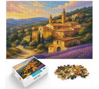 Picturesque Village Landscape with Lavender F Jigsaw Puzzle, 1000 Piece | For a festive gift with screen-free appeal: 1000-piece jigsaw puzzle for adults offers 1000 pieces for the Christmas break.
