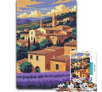 Picturesque Village Landscape with Lavender F Jigsaw Puzzle, 1000 Pieces | Puzzle for Adults: thoughtful Christmas gift for adults, indoor weekend activity.
