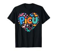 PICU Nurse Cute Dinosaur Pediatric Nurse Heart Women Men T-Shirt