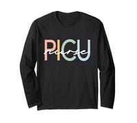 PICU Nurse Pediatric Intensive Colorful Boho Retro Cursive Long Sleeve T-Shirt