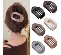 PICURA Flat Hair Clips for Women, 6 Pack Ergonomic Curved Hair Claw Clips, Strong Hold No Slip Grip, All Hair Textures, Neutral Colors