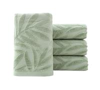 Pidada Hand Towels Set of 4 Leaf Pattern 100% Cotton Absorbent Soft Decorative Towel for Bathroom (Green)