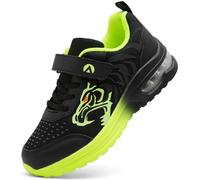 PiDaGlobal Kids Trainers Boys Running Shoes Girls Athletic Sneakers Glow-in-Dark Sports Shoes Breathable Tennis Shoes Lightweight School Walking Shoes 1UK Black/Green