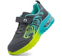 PiDaGlobal Kids Trainers Boys Running Shoes Girls Athletic Sneakers Glow-in-Dark Sports Shoes Breathable Tennis Shoes Lightweight School Walking Shoes 4UK Grey/Green