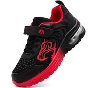PiDaGlobal Kids Trainers Boys Running Shoes Girls Athletic Sneakers Glow-in-Dark Sports Shoes Breathable Tennis Shoes Lightweight School Walking Shoes 5UK Black/Red