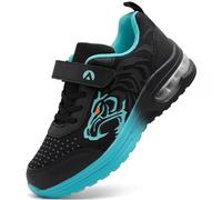 PiDaGlobal Kids Trainers Boys Running Shoes Girls Athletic Sneakers Glow-in-Dark Sports Shoes Breathable Tennis Shoes Lightweight School Walking Shoes 3.5UK Black/Turquoise