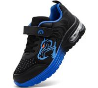 PiDaGlobal Kids Trainers Boys Running Shoes Girls Athletic Sneakers Glow-in-Dark Sports Shoes Breathable Tennis Shoes Lightweight School Walking Shoes 2UK Black/Blue