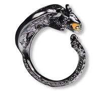 Pidak Dragon Adjustable Rings - Fantasy Zamak Design, Black Yellow Eyes or Silver Blue Eyes, Legendary Creatures Inspired Style, Zinc, No Gemstone