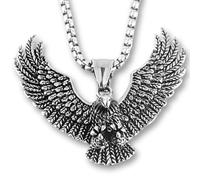 Pidak Eagle Necklace with Open Wings | Eagle Pendant 4.3 cm with Chain 60 cm | Men's Necklace Eagle Gothic Biker Style
