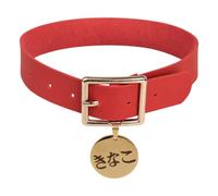 Pidak Red Cosplay Collar with Gold Medal - Anime Cosplay Choker with Japanese Pendant - Adjustable Cosplay Collar Anime Costume Accessory