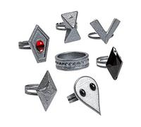Pidak Set of Silver Rings by the Director of the Funeral Agency Shop, Non-precious metal, No Gemstone