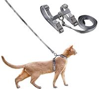 pidan Cat Harness & Leash Set, Cats Escape Proof Adjustable Kitten Harness for Large Small Cats, Lightweight Soft Walking Travel Petsafe Harness Grey,Neck Girth 7.8'' 12.2'', Chest Girth 10.2'' 16.9''