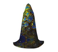 Pidgazdfgv Blue Golden Flower Hooded Cape Halloween Child Fancy Dress Child Dress Up Accessories Costume Party Cosplay