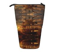 Pidgazdfgv Boat at Dusk Pencil Case Portable Pencil Bag School Office Kid Students Adult Girl Boys Present Make Up