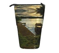 Pidgazdfgv Boat at Lake Shore Pencil Case Portable Pencil Bag School Office Kid Students Adult Girl Boys Present Make Up
