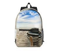 Pidgazdfgv Boat On The Beach 17 Inch Laptop Backpack School Business Flight Approved Weekend Luggage Sleeve Women Men