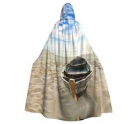 Pidgazdfgv Boat On The Beach Hooded Cloak Unisex Adult Cape Cosplay Costumes 58" Halloween Christmas Party Fancy Dress