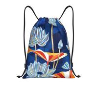 Pidgazdfgv Botanical Floral Drawstring Backpack Sports Gym Sackpack Mesh Pockets Water Resistant String Bag Women Men